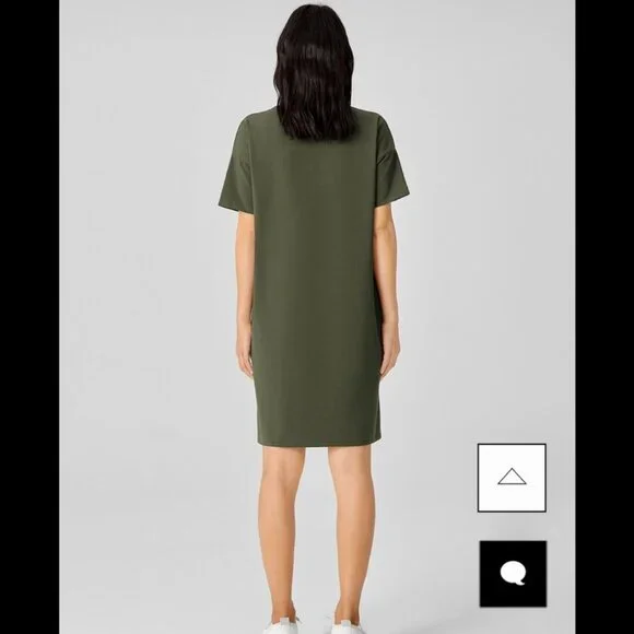 EILEEN FISHER Organic Pima Cotton Jersey T-Shirt Dress "Seaweed" F17OJ | Size L - Picture 3 of 12